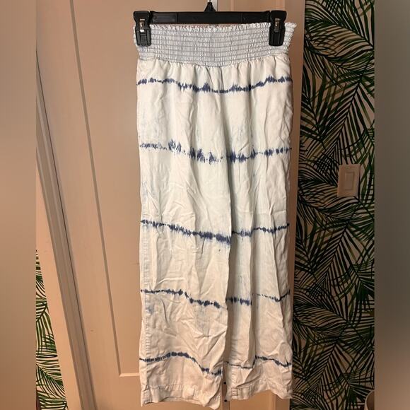 Bella Dahl Smocked Waist Wide Leg Pants in Navy Tie Dye XS - Picture 2 of 9